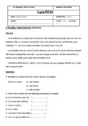 English Worksheet: end of term test n3 for 7th form pupils