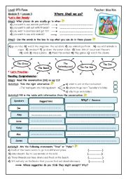 English Worksheet: Where Shall we go Worksheet