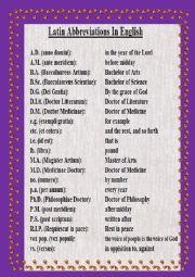 English Worksheet: Latin Abbreviations  English