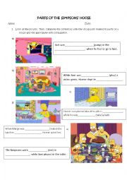 English Worksheet: Parts of the Simpsons house