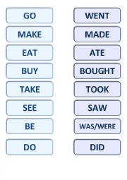 English Worksheet: Irregular Verbs Memory Game