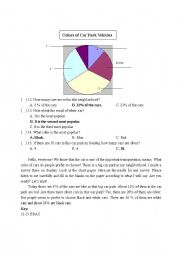 English Worksheet: Colors of Car Park Vehicles