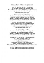 English Worksheet: Bruno Mars - When I was your man (Should have)