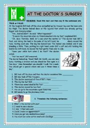 English Worksheet: AT THE DOCTOR�S SURGERY