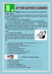 English Worksheet: AT THE DOCTORS SURGERY