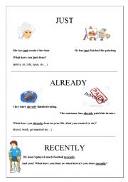 English Worksheet: Just, already,yet, & c.