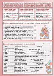 English Worksheet: CONDITIONALS first, second and third