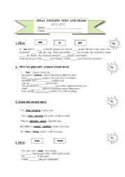 English Worksheet: Final English Test 4th grade