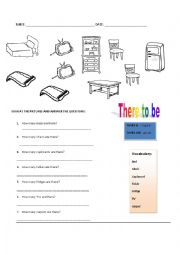English Worksheet: THERE TO BE how many
