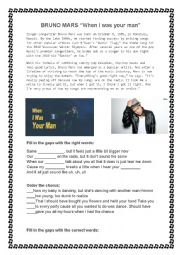 English Worksheet: Bruno Mars 