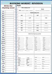 English Worksheet: Revision : Rhyming words