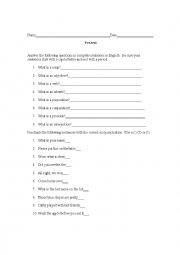English Worksheet: Pre-test for English