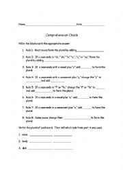 English Worksheet: Making nouns plural