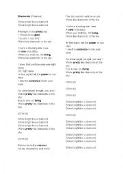 English Worksheet: Diamonds by Rihanna (Song)