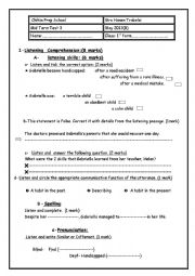 English Worksheet: MID TERM TEST FOR FIRST YEAR PUPILS