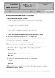 English Worksheet: Mock Bac 2013