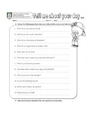 English Worksheet: Tell me about your day