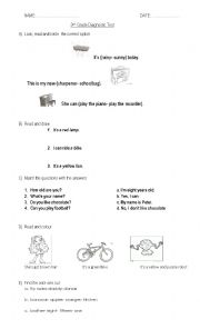 English Worksheet: Diagnostic test for 3rd grade