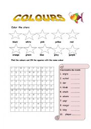 English Worksheet: colours