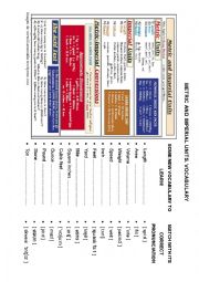 English Worksheet: CLIL Maths Vocabulary. Metric Units and Working with Formulae.