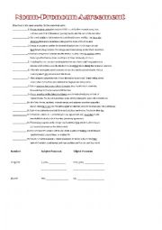 English Worksheet: Noun and pronoun agreement