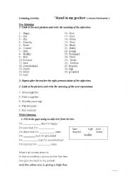 English Worksheet: Hand in my pocket