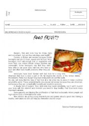 English Worksheet: Test Food