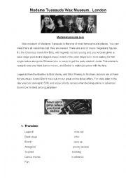 English Worksheet: Madame Tussauds