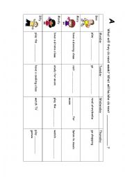 English Worksheet: Future Tense information gap