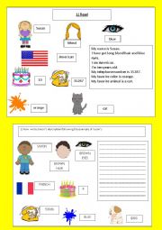 English Worksheet: read the description and write