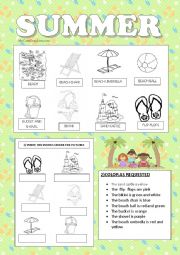 English Worksheet: summer exercises