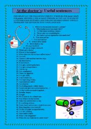 English Worksheet: AT THE DOCTORS: USEFUL SENTENCES