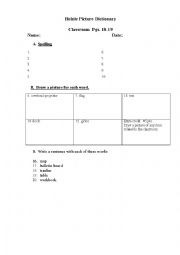 English Worksheet: The Classroom to accompany Heinle Picture Dictionary Pgs. 18-19