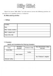 English Worksheet: Billy Elliot