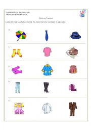 English Worksheet: Clothing Listening Practice