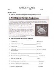 English Worksheet: Global warming