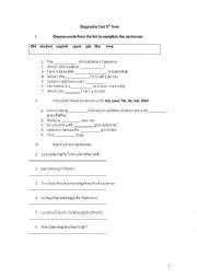 English Worksheet: Diagnostic Test for 9th or 10th grades