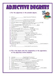 English Worksheet: The degrees of the adjectives