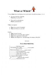 English Worksheet: What or Which