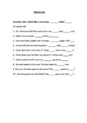 English Worksheet: English pronouns