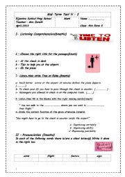 English Worksheet: mid-term test N: 3(9th forms)
