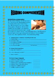 English Worksheet: Reading comprehension likes