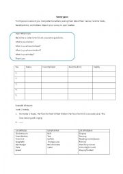 English Worksheet: Survey game