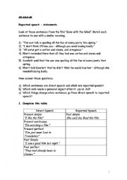 English Worksheet: Reported Speech