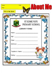 English Worksheet: About Me For Elementary
