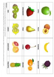 English Worksheet: Fruit flashcards & Game