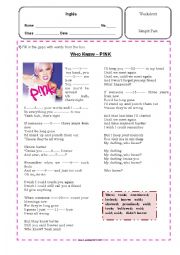 English Worksheet: Pink-Filling in gaps