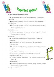 Reported speech sentences (statements, questions and orders)