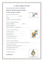 English Worksheet: POEM TIME: IF I WERE IN CHARGE OF THE WORLD