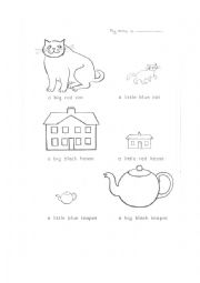English Worksheet: Colour and size
